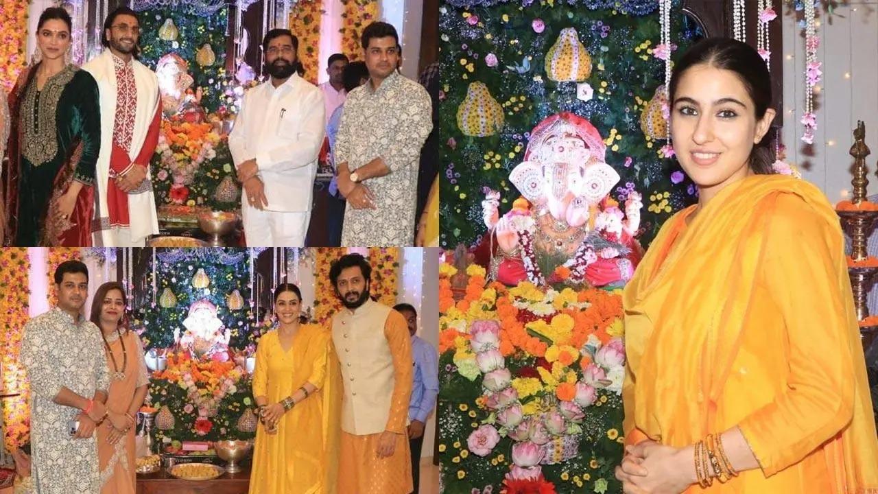 Chief Minister Eknath Shinde's grand Ganpati celebration was a star-studded ceremony with celebs arriving in their traditional best at Varsha, the CM's official residence in Malabar Hill. View all photos here